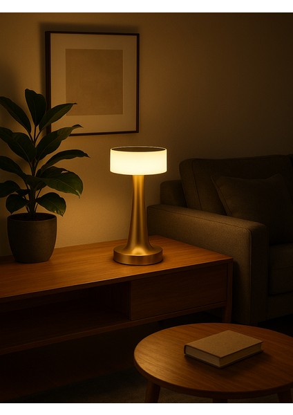 Gold Dokunmatik Şarjlı Masa Lambası USB Giriş 3 Işık Modu Ayarlanabilir Işık Şiddeti Gece Lambası fiyatları
