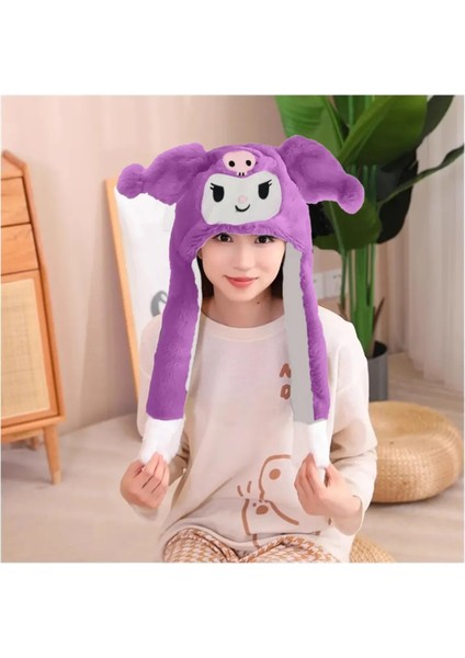 Sanrio Kuromi Cinnamoroll My Melody Şapka Kulakları Hareket Eden Şapka Işıklı Modlu Peluş Bere Şapka indirimleri