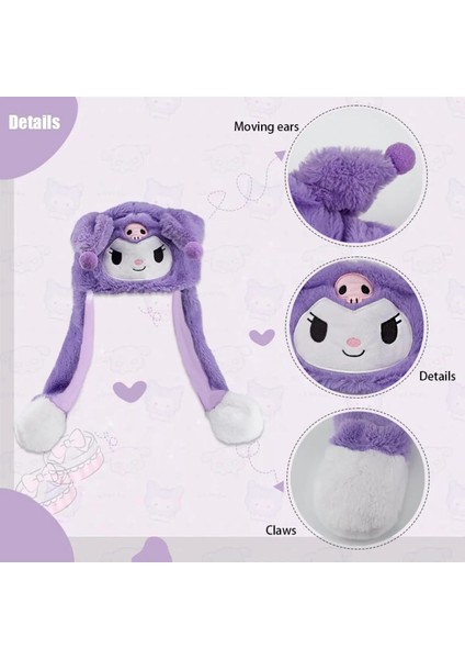 Sanrio Kuromi Cinnamoroll My Melody Şapka Kulakları Hareket Eden Şapka Işıklı Modlu Peluş Bere Şapka