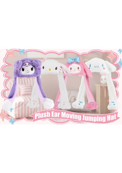 Sanrio Kuromi Cinnamoroll My Melody Şapka Kulakları Hareket Eden Şapka Işıklı Modlu Peluş Bere Şapka