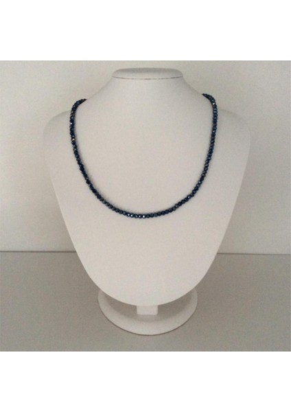 Kristal Boncuklu Kolye Lacivert
