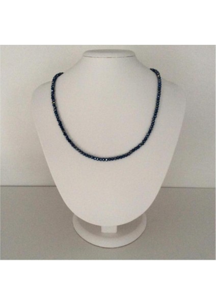 Kristal Boncuklu Kolye Lacivert modelleri
