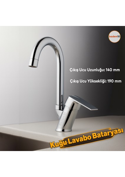 Premium Sıcak Soğuk Ayarlı Tek Kollu Aç Kapa Krom Kuğu Lavabo Bataryası Duvar Tipi Armatür Modern