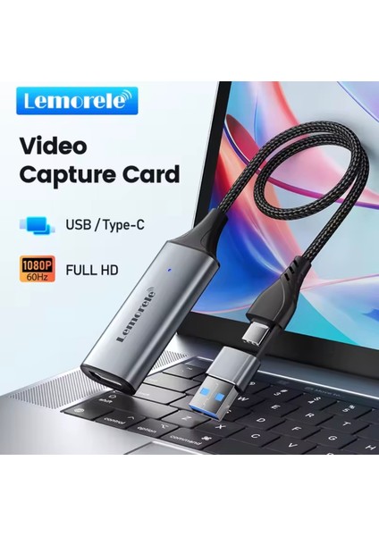 Görüntü Yakalama Kartı 1080P/60Hz HDMI Video Canlı Yayın Capture Card Usb Ve Type-C Çift Giriş CE Lisanslı Sertifikalı Orjinal