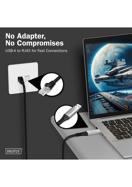 Dıgıtus Usb-A 3.2 Gen1 - RJ45 Ethernet Kablosu, 1gbit/s, 15 Metre