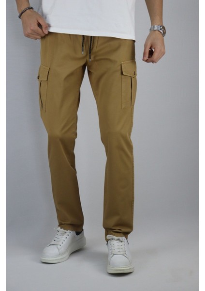 Bel bağcıklı, Pamuklu gabardin kumaş, Oversize-Regular fit kargo cep pantolon 256 fiyatları