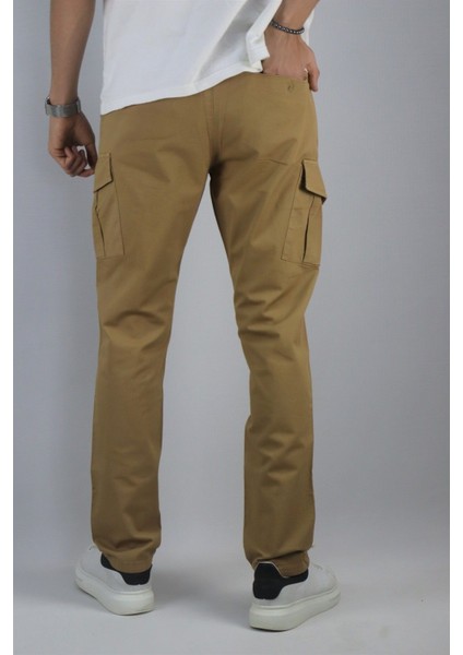 Bel bağcıklı, Pamuklu gabardin kumaş, Oversize-Regular fit kargo cep pantolon 256 fırsatları