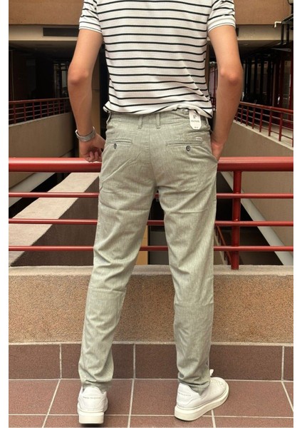 Erkek, regular-fit, lastikli, old-money culture, pamuklu, keten dokuma kumaş pantolon 24INP279 fiyatları