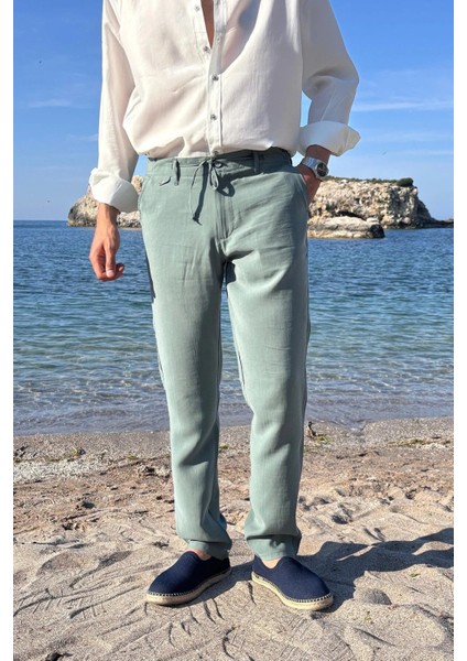 Erkek, Yandan lastikli, Dökümlü, Liyosel, Regular fit, Old Money Culture Pantolon 304