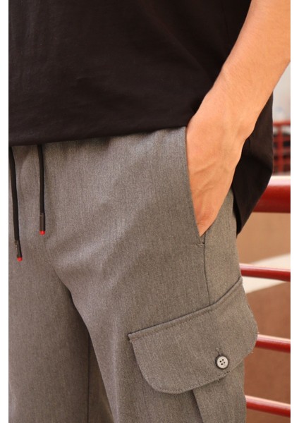 Erkek, bel bağcıklı, kargo cepli, regular fit, poliviskon kumaş pantolon 24INP242 modelleri
