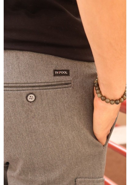 Erkek, bel bağcıklı, kargo cepli, regular fit, poliviskon kumaş pantolon 24INP242 fırsatları