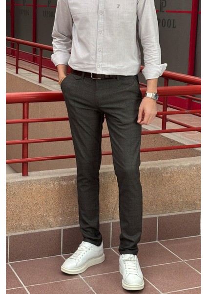 Erkek, cep detaylı, Old Money culture, Ekose desenli, Poliviskon kumaş, pantolon