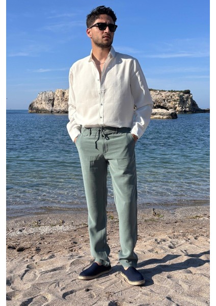 Erkek, Yandan lastikli, Dökümlü, Liyosel, Regular fit, Old Money Culture Pantolon 304 modelleri
