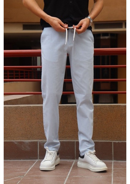 Erkek Arka Bel Lastik Detay Pamuk-keten Yazlık Pantolon modelleri