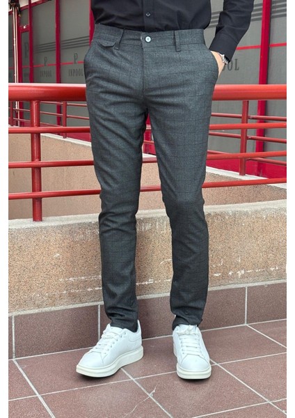 Erkek, cep detaylı, Old Money culture, Ekose desenli, Poliviskon kumaş, pantolon