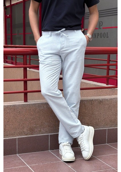 Erkek, Bel Bağcıklı, Çizgi Desenli Pantolon fiyatları