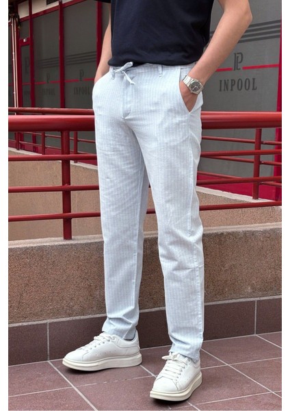 Erkek, Bel Bağcıklı, Çizgi Desenli Pantolon modelleri