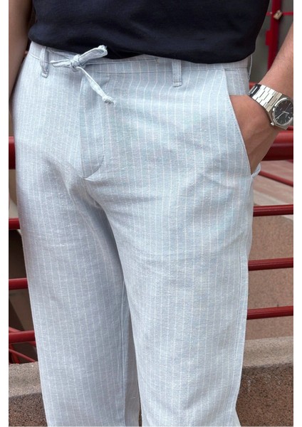 Erkek, Bel Bağcıklı, Çizgi Desenli Pantolon indirimleri