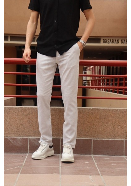 Erkek Arka Bel Lastik Detay Pamuk-keten Yazlık Pantolon modelleri