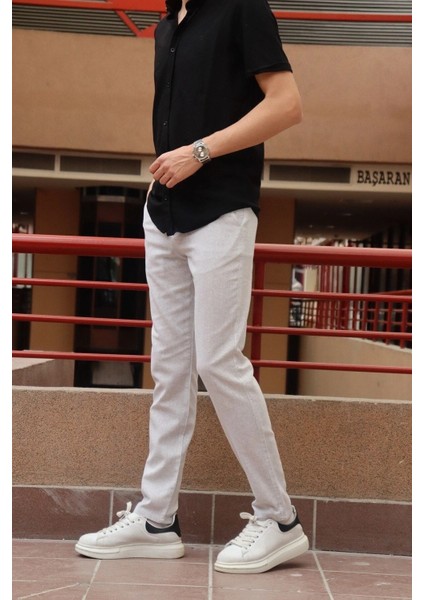 Erkek Arka Bel Lastik Detay Pamuk-keten Yazlık Pantolon fırsatları