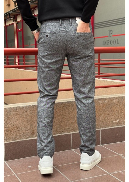 Erkek, Gri, Slim fit, pamuklu dokuma pantolon fiyatları