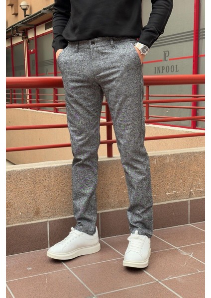 Erkek, Gri, Slim fit, pamuklu dokuma pantolon fırsatları