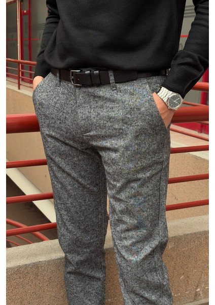 Erkek, Gri, Slim fit, pamuklu dokuma pantolon indirimleri