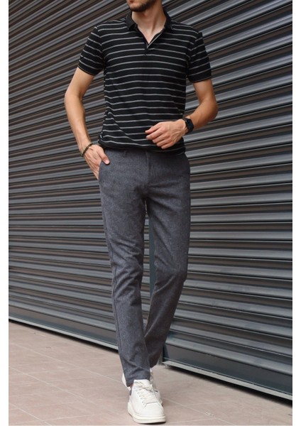 Erkek, Füme, Slim fit, pamuklu dokuma pantolon