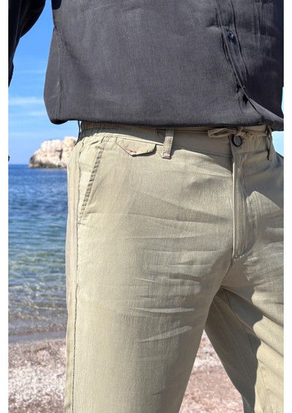 Erkek, Yandan lastikli, Dökümlü, Liyosel, Regular fit, Old Money Culture Pantolon 304 indirimleri