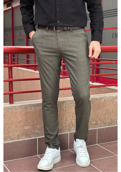 Erkek, cep detaylı, Old Money culture, Ekose desenli, Poliviskon kumaş, pantolon