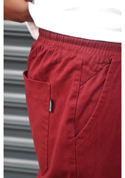 Bel ve paça lastikli, gabardin kumaş, bordo jogger pantolon fırsatları