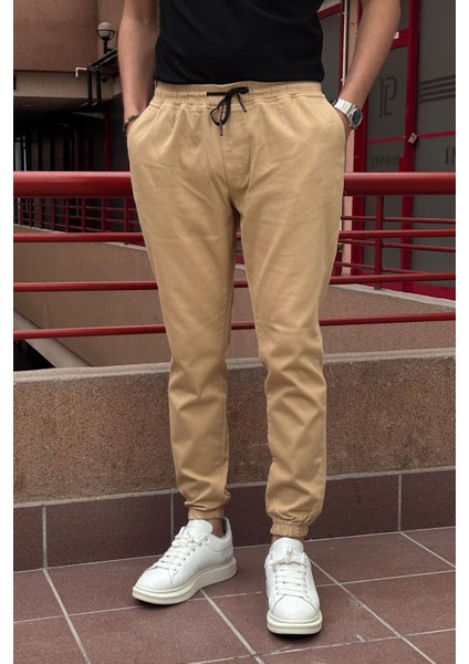 Erkek, Bel Ve Paça Lastikli, Esnek Kumaş, Jogger Pantolon