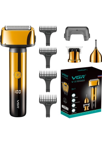 367 3-1 Folyo Elektrikli Tıraş Makinesi Erkekler Için Bakım Seti Yüz Sakal Saç Kaş Düzeltici fiyatları