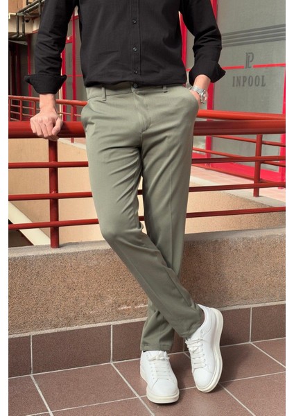 Günlük Kullanım İçin Düz Desenli Boru Paça Pantolon 23INP269 Konforlu Poliviskon Kumaş fiyatları