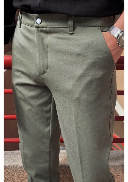 Günlük Kullanım İçin Düz Desenli Boru Paça Pantolon 23INP269 Konforlu Poliviskon Kumaş fırsatları