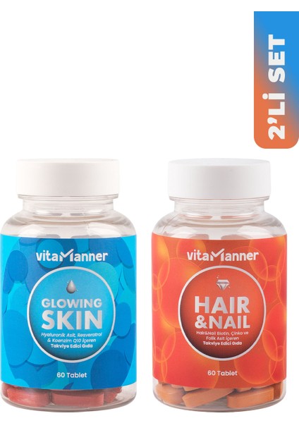 gr lowing Skin & Hair Nail 2' Li Cilt ve Saç Tırnak Takviye Seti