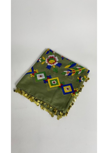 Yeşil Pullu Tokat Yazması Çengelköy Deseni 100X100 cm Çeyizlik Yazma indirimleri