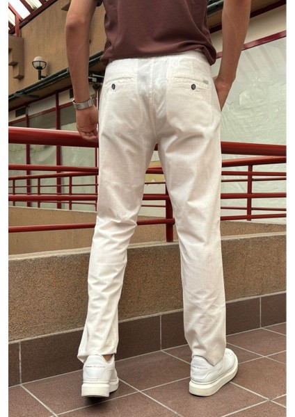 Erkek, bel lastikli, yazlık-baharlık, Old Money culture, pamuklu, keten dokuma pantolon 290 indirimleri