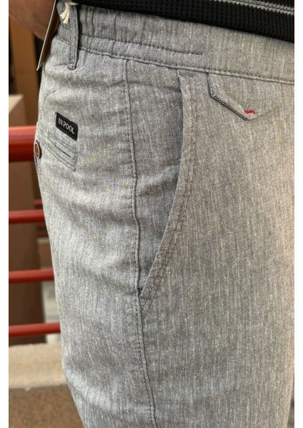 Erkek, regular-fit, lastikli, old-money culture, pamuklu, keten dokuma kumaş pantolon 24INP279 indirimleri