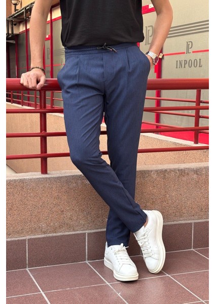 Yeni Sezon Erkek Siyah Pens Detaylı Bağcıklı Pantolon fiyatları