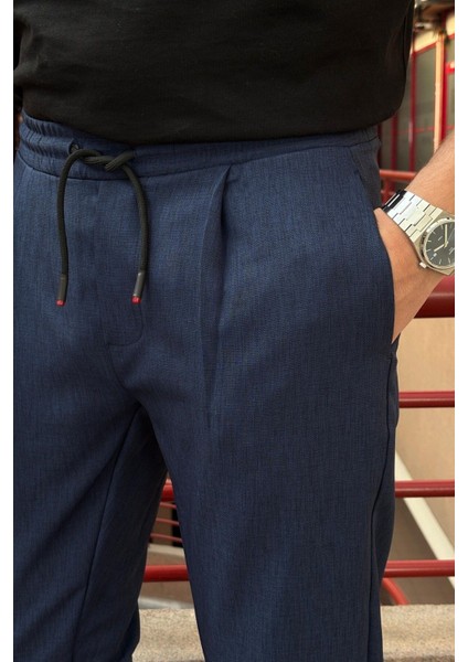 Yeni Sezon Erkek Siyah Pens Detaylı Bağcıklı Pantolon modelleri