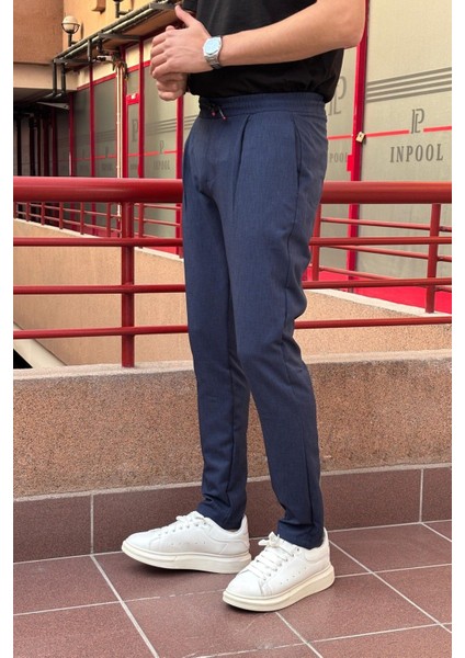 Yeni Sezon Erkek Siyah Pens Detaylı Bağcıklı Pantolon fırsatları