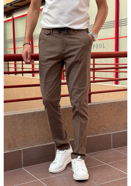 Erkek, bel bağcıklı, yandan lastikli, Regular-Fit, Old Money Culture pantolon fırsatları