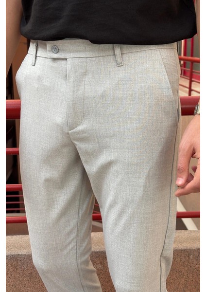 Erkek, dil detaylı, slim fit, Old Money Culture, Esnek dokuma Kumaş pantolon ASP02