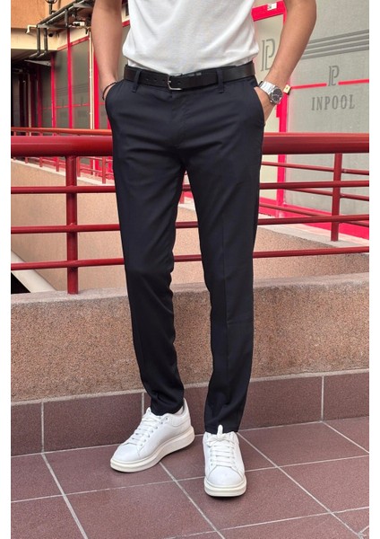 Erkek Bel Slim- Fit Poliviskon Yazlık Pantolon