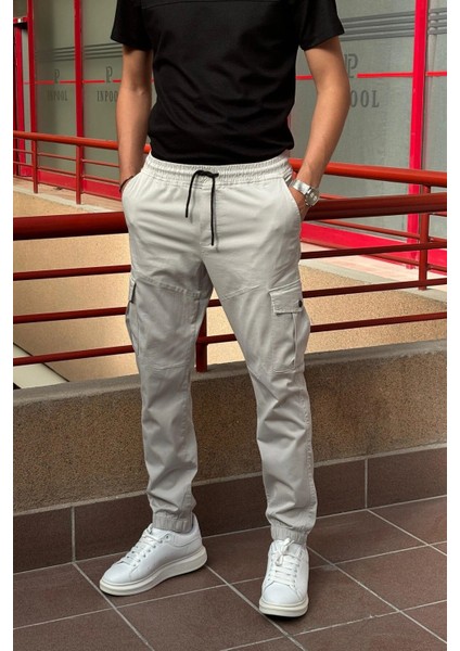 Erkek, Bel Ve Paça Lastikli, Kargo Cep, Gabardin Pantolon fırsatları