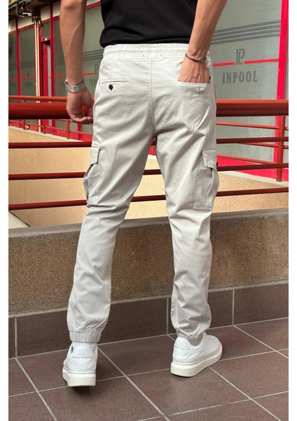 Erkek, Bel Ve Paça Lastikli, Kargo Cep, Gabardin Pantolon