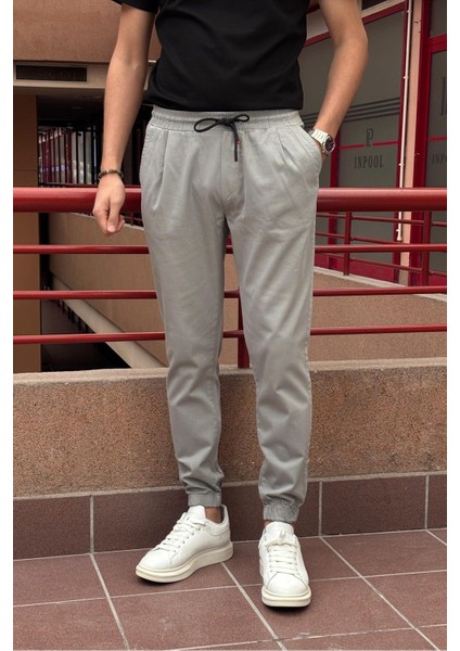 Erkek, Bel Ve Paça Lastikli, Esnek Kumaş, Jogger Pantolon