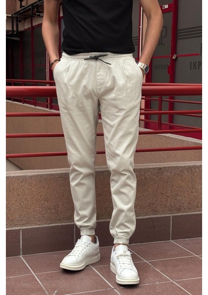 Erkek, Bel Ve Paça Lastikli, Esnek Kumaş, Jogger Pantolon