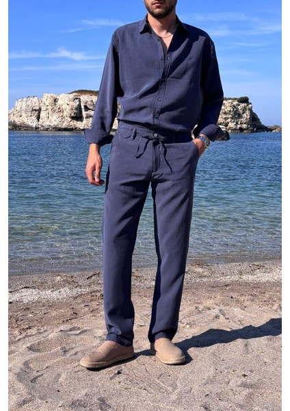 Erkek, Yandan lastikli, Dökümlü, Liyosel, Regular fit, Old Money Culture Pantolon 304 modelleri